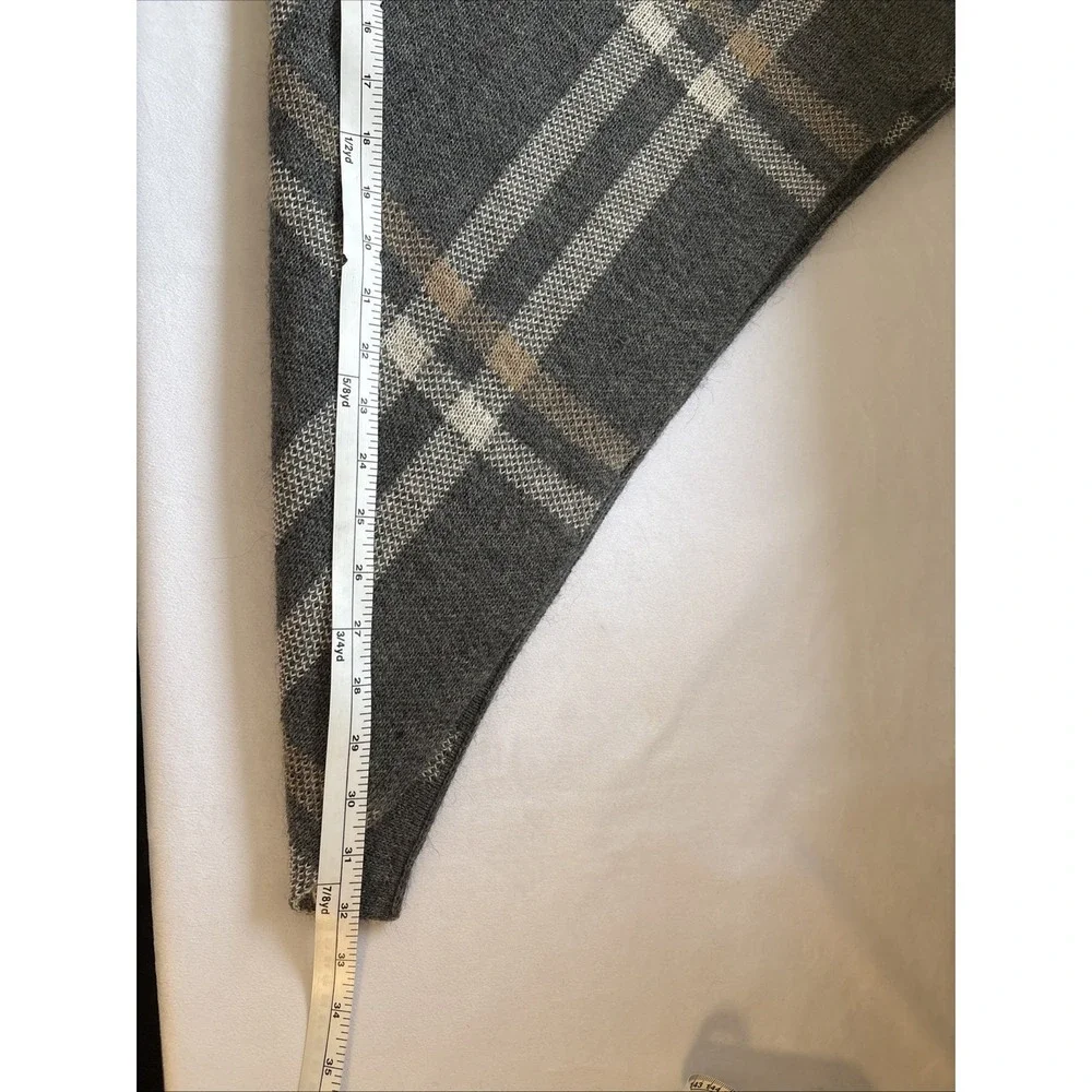 Nardi & Tagliaferri Wool Blend Wrap Shawl Gray Plaid Made In Italy One Size